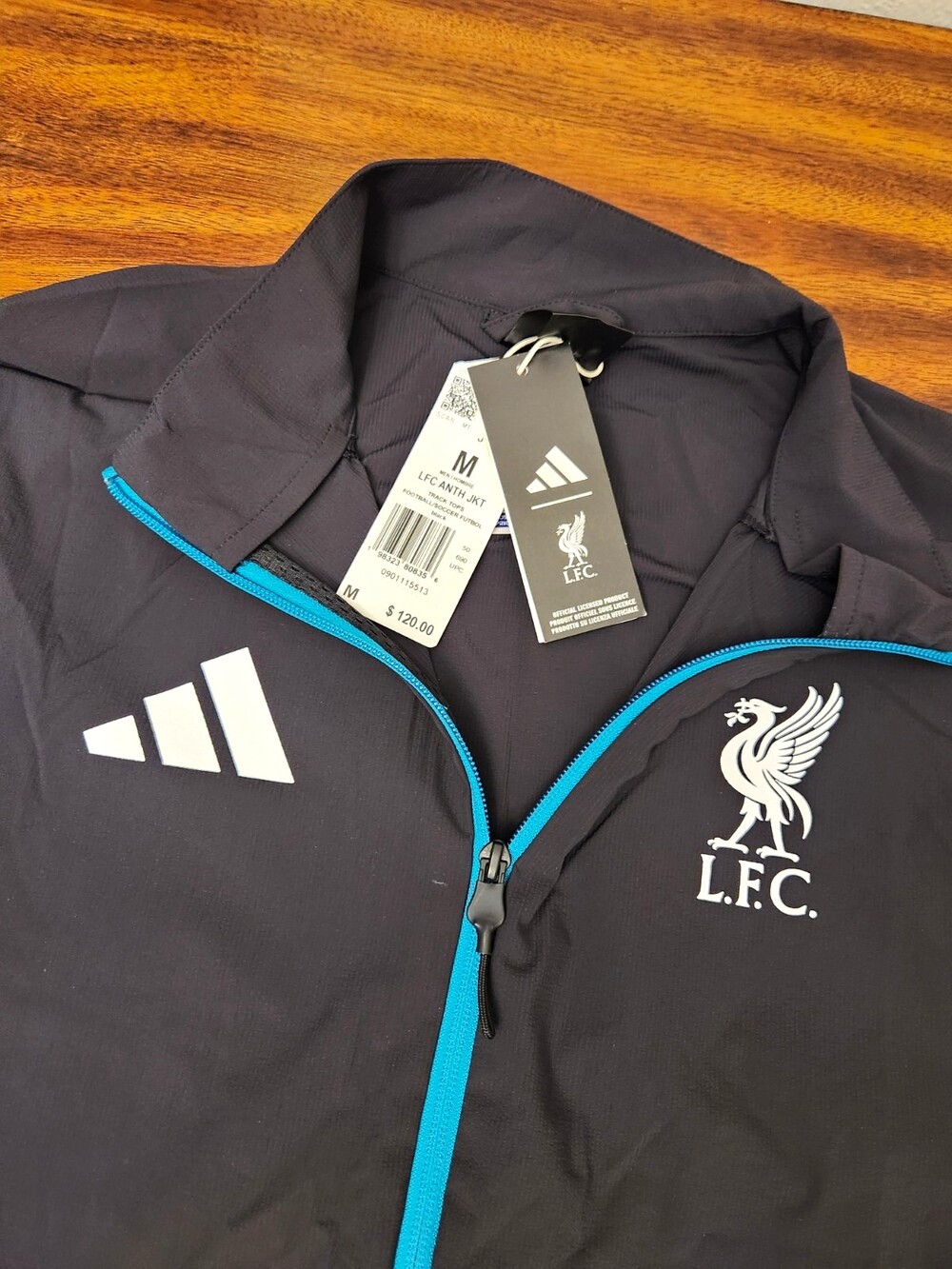 adidas Liverpool LFC Men's Soccer Full Zip Jacket Size M Black Blue Pink